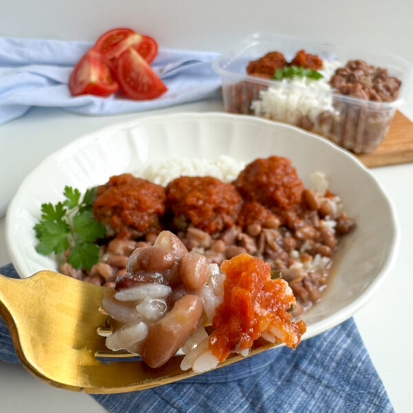 Almôndegas de carne com feijão carioca e arroz branco (IN5) - Image 5