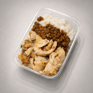 T12 - Sobrecoxa em lascas com letilha e arroz branco
