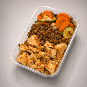 T13 - Frango em cubos com letilha e mix de legumes
